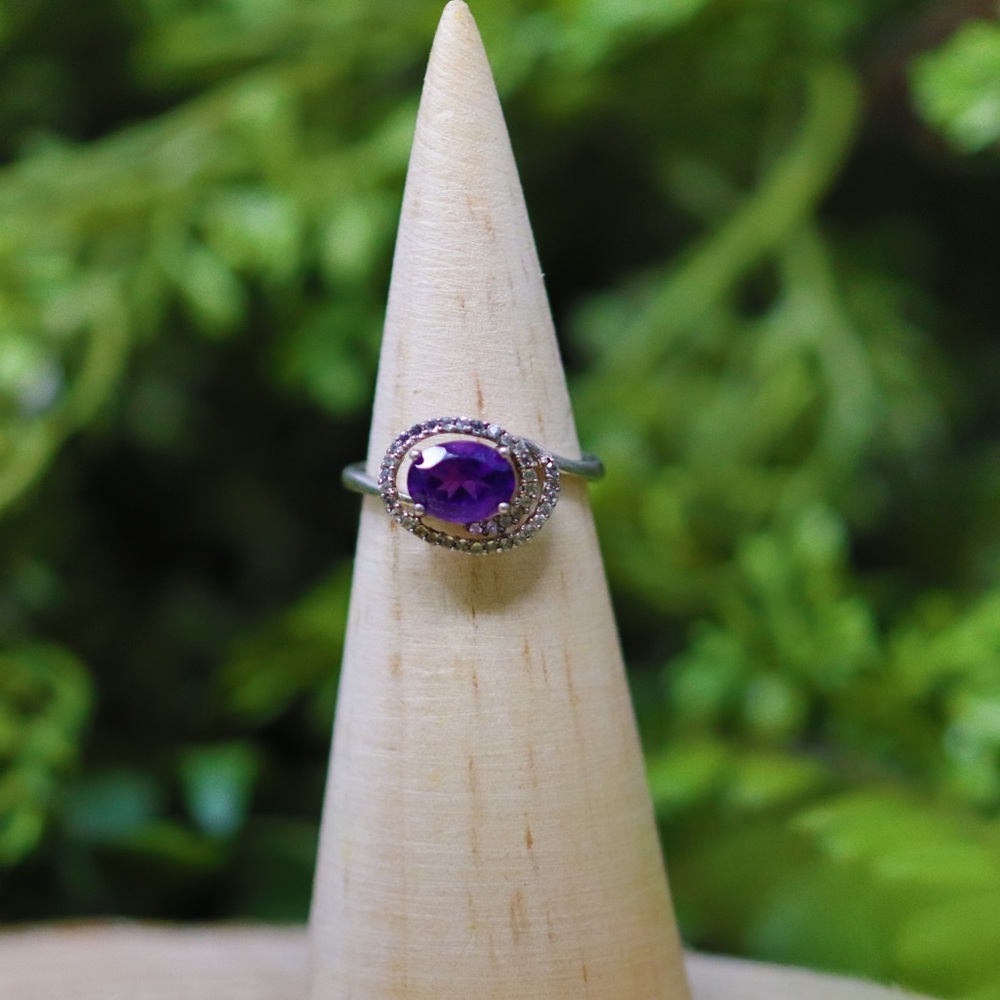Vintage Amethyst Ring w/ White Topaz Accents